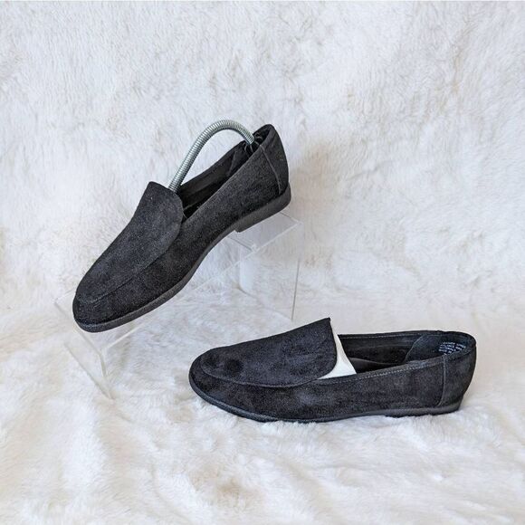 NIB VTG Modern Women Slip On Loafers Shoes Suede Close Toe Black 7.5 - Picture 4 of 12